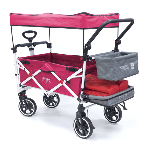 Push Pull Titanium Series Plus Folding Wagon Stroller With Canopy- Pink