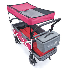 Push Pull Titanium Series Plus Folding Wagon Stroller With Canopy- Pink