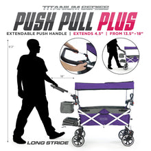 Load image into Gallery viewer, Push Pull Titanium Series Plus Folding Wagon Stroller With Canopy- Purple