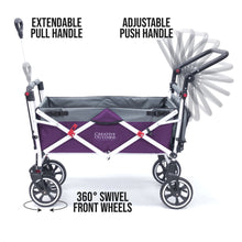 Load image into Gallery viewer, Push Pull Titanium Series Plus Folding Wagon Stroller With Canopy- Purple