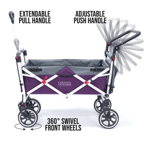 Push Pull Titanium Series Plus Folding Wagon Stroller With Canopy- Purple