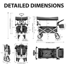 Load image into Gallery viewer, Push Pull Titanium Series Plus Folding Wagon Stroller With Canopy- Red