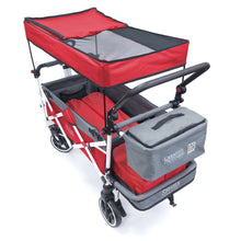 Load image into Gallery viewer, Push Pull Titanium Series Plus Folding Wagon Stroller With Canopy- Red