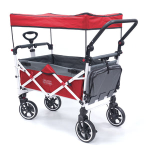 Push Pull Titanium Series Plus Folding Wagon Stroller With Canopy- Red