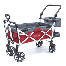Load image into Gallery viewer, Push Pull Titanium Series Plus Folding Wagon Stroller With Canopy- Red
