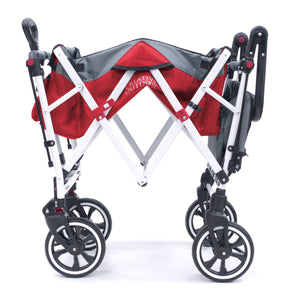 Push Pull Titanium Series Plus Folding Wagon Stroller With Canopy- Red