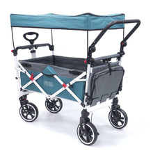 Load image into Gallery viewer, Push Pull Titanium Series Plus Folding Wagon Stroller With Canopy- Teal