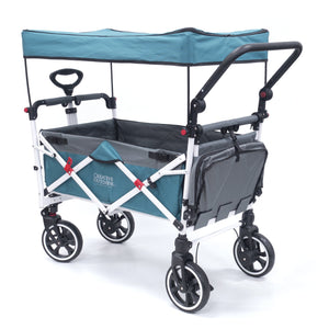 Push Pull Titanium Series Plus Folding Wagon Stroller With Canopy- Teal