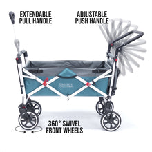 Load image into Gallery viewer, Push Pull Titanium Series Plus Folding Wagon Stroller With Canopy- Teal