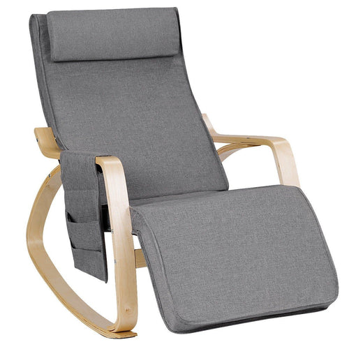 Relax Adjustable Lounge Rocking Chair With Pillow & Pocket