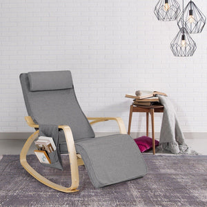 Relax Adjustable Lounge Rocking Chair With Pillow & Pocket