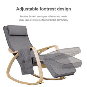 Relax Adjustable Lounge Rocking Chair With Pillow & Pocket