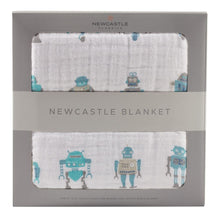 Load image into Gallery viewer, Robots Cotton Muslin Newcastle Blanket