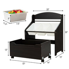 Load image into Gallery viewer, Rolling Toy Organizer And Plastic Bins - Espresso