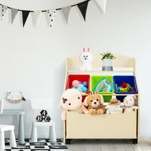 Load image into Gallery viewer, Rolling Toy Organizer And Plastic Bins - Natural