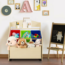 Load image into Gallery viewer, Rolling Toy Organizer And Plastic Bins - Natural