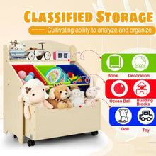 Load image into Gallery viewer, Rolling Toy Organizer And Plastic Bins - Natural