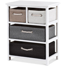 Load image into Gallery viewer, Storage Drawer Nightstand Woven Basket Cabinet Bedside Table