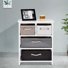 Load image into Gallery viewer, Storage Drawer Nightstand Woven Basket Cabinet Bedside Table