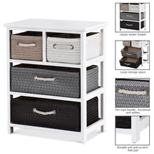 Load image into Gallery viewer, Storage Drawer Nightstand Woven Basket Cabinet Bedside Table