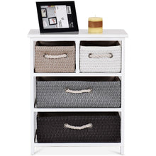 Load image into Gallery viewer, Storage Drawer Nightstand Woven Basket Cabinet Bedside Table