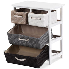Load image into Gallery viewer, Storage Drawer Nightstand Woven Basket Cabinet Bedside Table