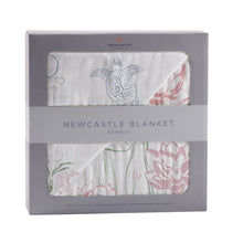 Load image into Gallery viewer, Turtles And Water Lily Bamboo Muslin Newcastle Blanket