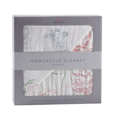 Turtles And Water Lily Bamboo Muslin Newcastle Blanket