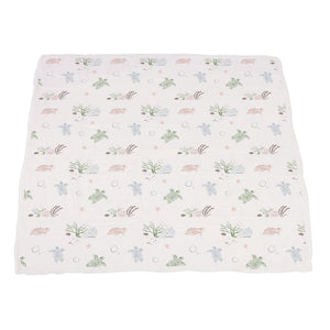Turtles And Water Lily Bamboo Muslin Newcastle Blanket