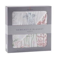 Load image into Gallery viewer, Turtles And Water Lily Bamboo Muslin Newcastle Blanket