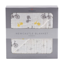 Load image into Gallery viewer, Vintage Bicycle And Northern Star Bamboo Muslin Newcastle Blanket