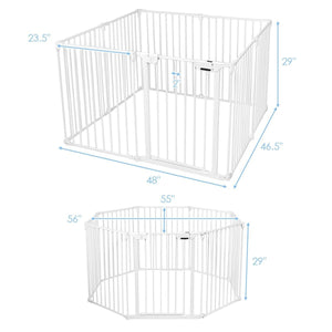 White Adjustable Panel Baby Safe Metal Gate Play Yard