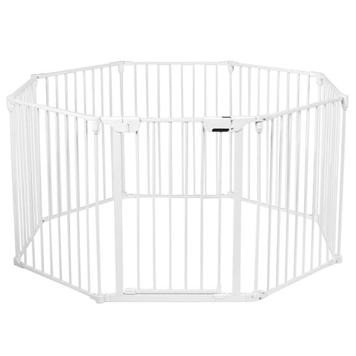 White Adjustable Panel Baby Safe Metal Gate Play Yard