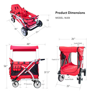 WonderFold MJ04 Chariot Milioo Double Stroller Wagon (2 Seater)