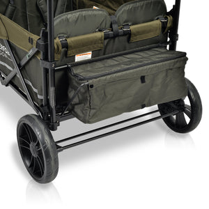 WonderFold X4 Woodland Green Pull & Push Quad Stroller Wagon With Automatic Magnetic Seatbelt Buckles (4 Seater)