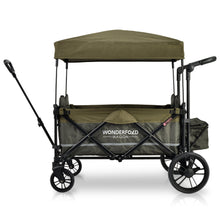 Load image into Gallery viewer, WonderFold X4 Woodland Green Pull &amp; Push Quad Stroller Wagon With Automatic Magnetic Seatbelt Buckles (4 Seater)