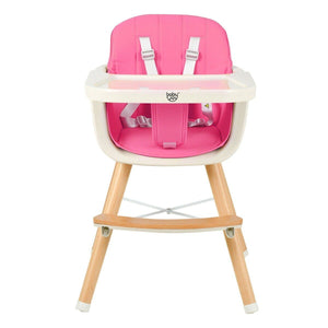 Wooden High Chair - 3 In 1 Convertible Wooden High Chair With Cushion
