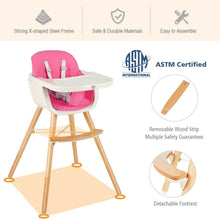 Load image into Gallery viewer, Wooden High Chair - 3 In 1 Convertible Wooden High Chair With Cushion