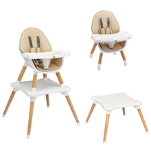 Load image into Gallery viewer, Wooden High Chair - 4-in-1 Convertible Wooden High Chair With Detachable Tray