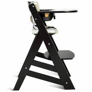Wooden High Chair - Adjustable Wooden Baby High Chair With Removeable Tray