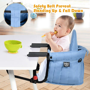 Wooden High Chair - Baby Table Chair , Portable & Folding Clip Fast Hook